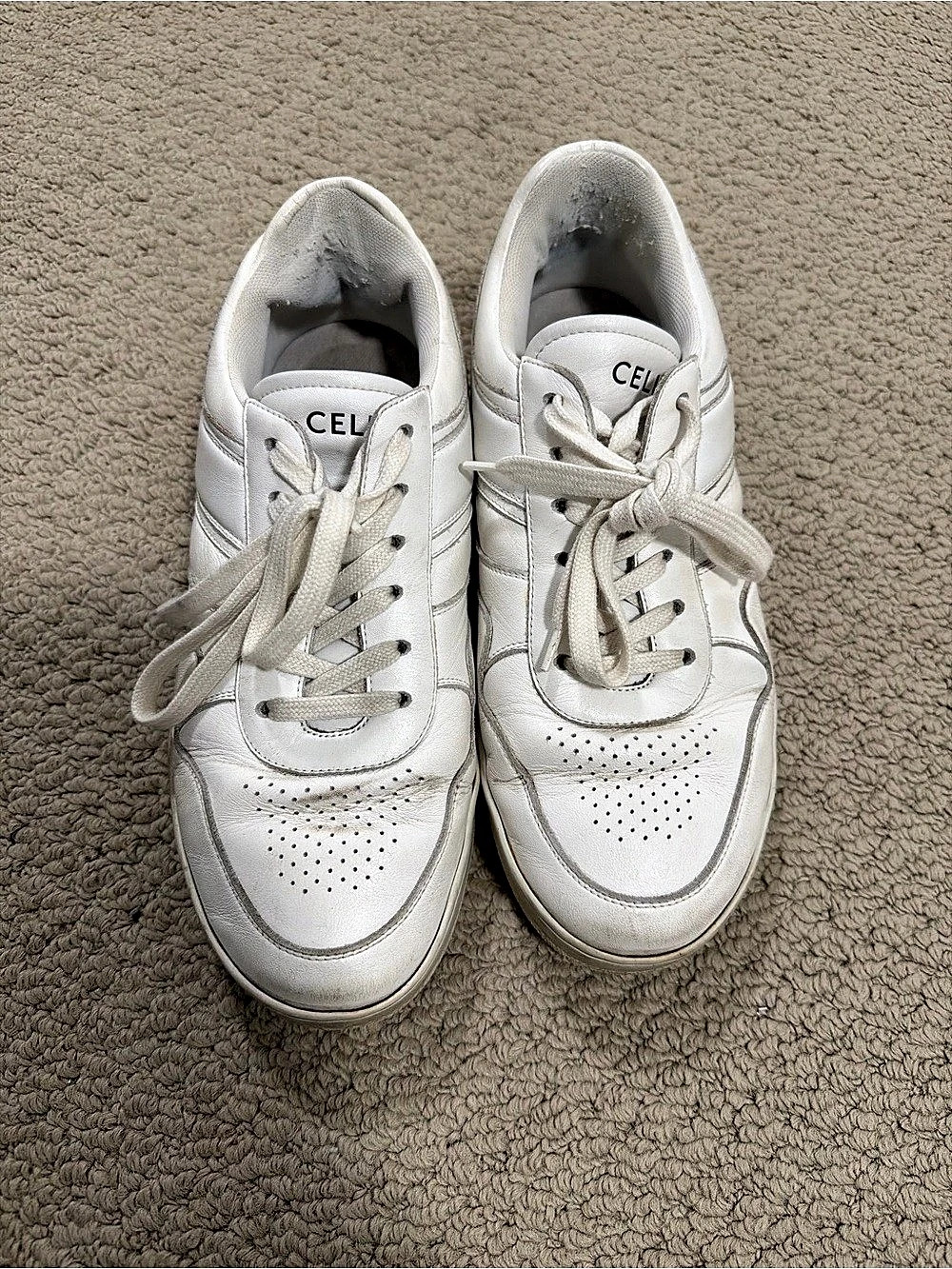 CELINE CT-02 Mid Sneaker with Scratch in Calfskin Sneakers White EU 39